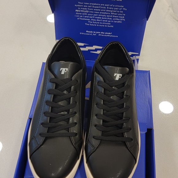 Thousand Fell Womens Vegan Leather Lace Up Sneakers Black and White Size 8.5 - Picture 4 of 6